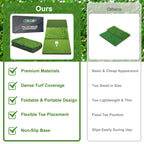 AESWGOF Foldable Tri-Turf Golf Hitting Mat, Non-Slip & Durable Outdoor Practice Mat