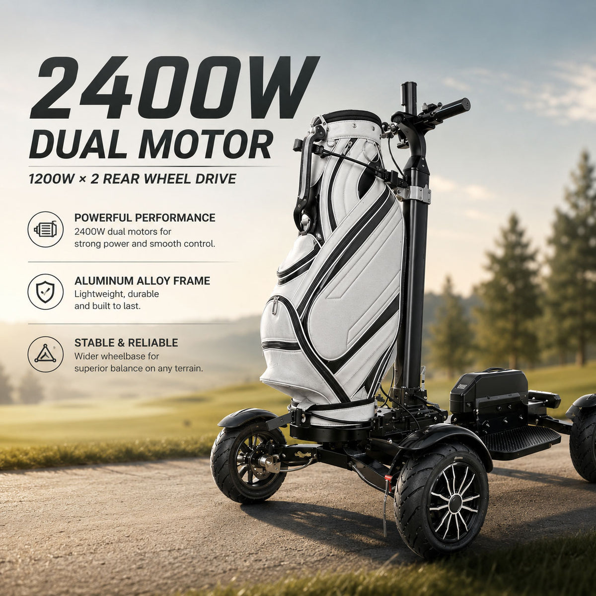 AESWGOF Go3 Foldable Electric Golf Scooter With Seat & Umbrella – 2400W Dual Motor, 48V 20Ah Battery - Fast US Shipping