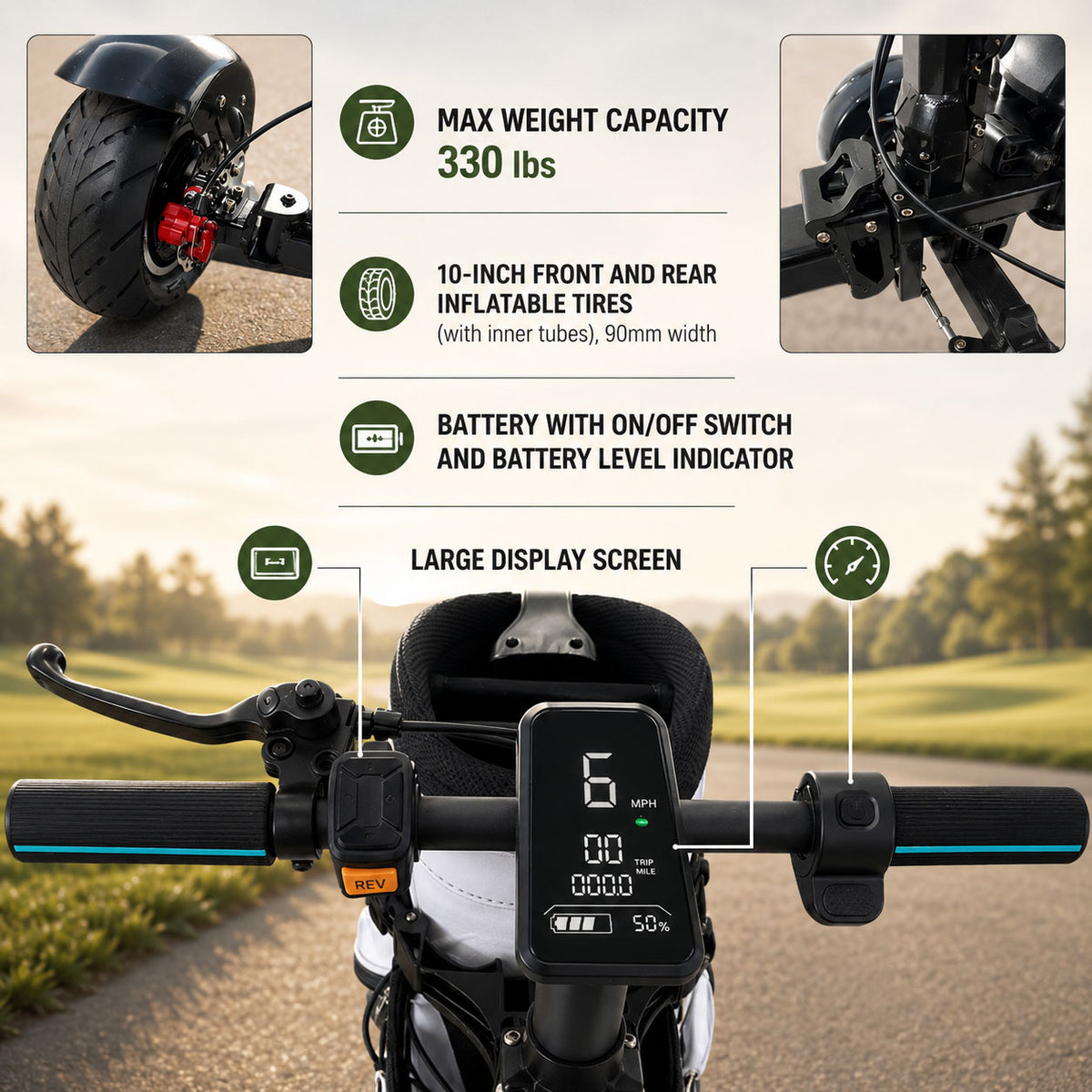 AESWGOF Go3 Foldable Electric Golf Scooter With Seat & Umbrella – 2400W Dual Motor, 48V 20Ah Battery - Fast US Shipping