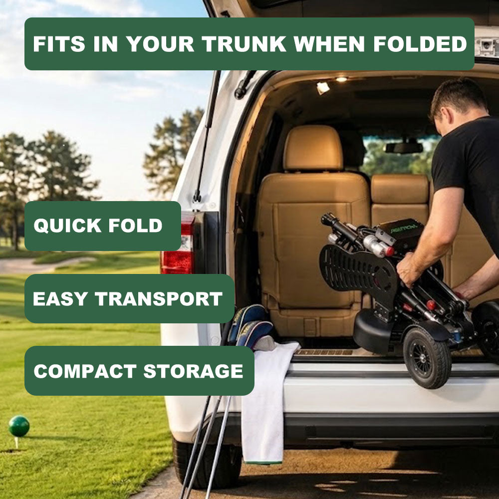 AESWGOF Go2 PRO Foldable Electric Golf Scooter – 1600W Dual Motor, Up to 50 km Range, Adjustable Handlebar & Safe Braking System