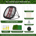 AESWGOF Golf Chipping Net Set – All-in-One Training Kit with Mat & 12 Balls