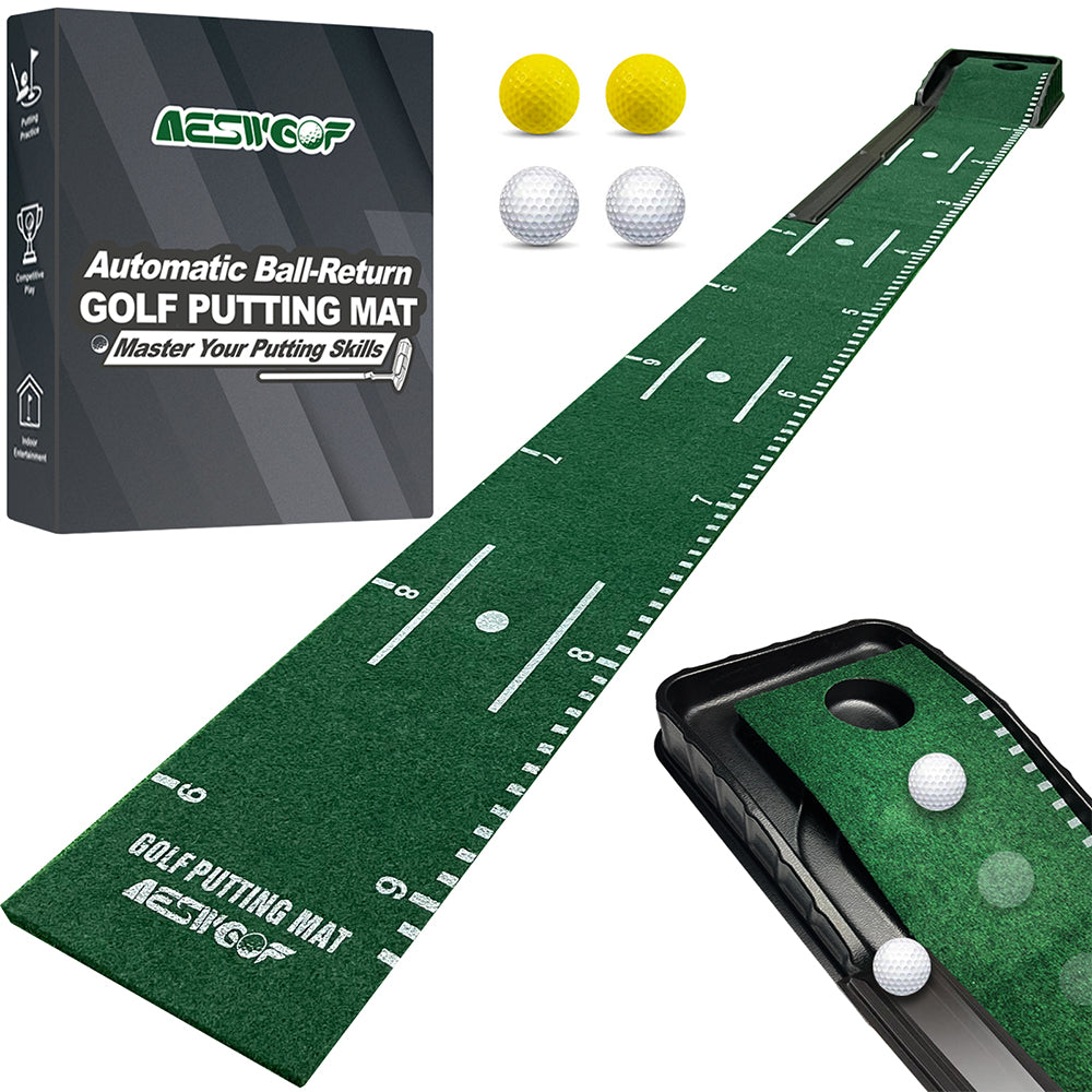 AESWGOF Golf Putting Mat Set with Putting Green & 4 Golf Balls