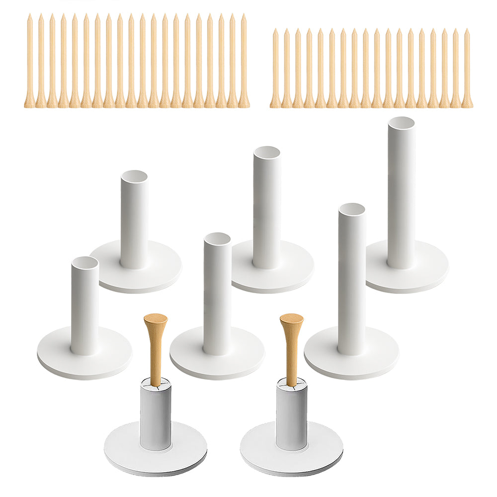 AESWGOF Rubber Golf Tees 48 Pack – 8 Rubber & 40 Hardwood Tees for Mats & Simulator